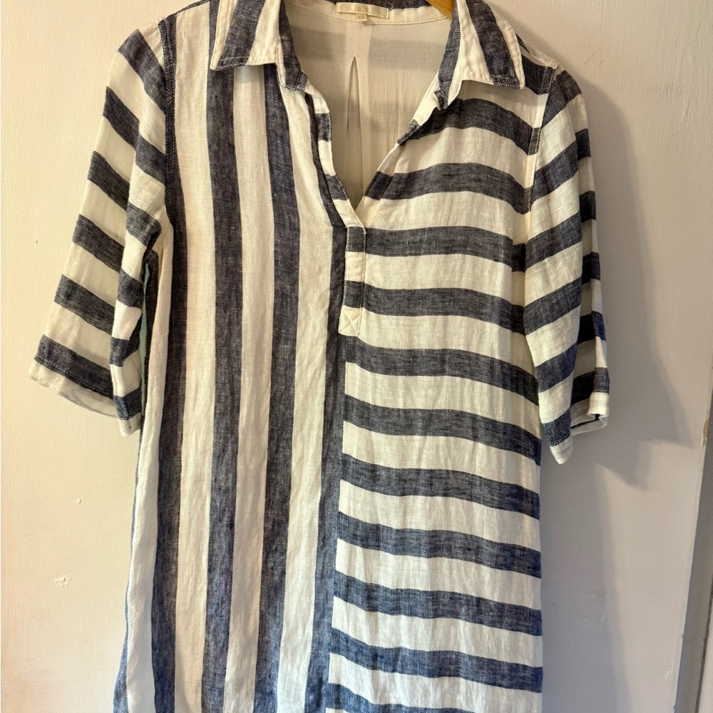 Striped Navy and White Mini Dress